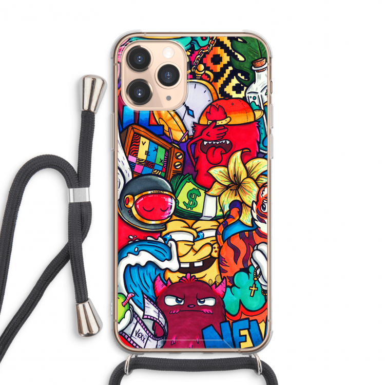 CaseCompany No Rules: iPhone 11 Pro Max Transparant Hoesje met koord