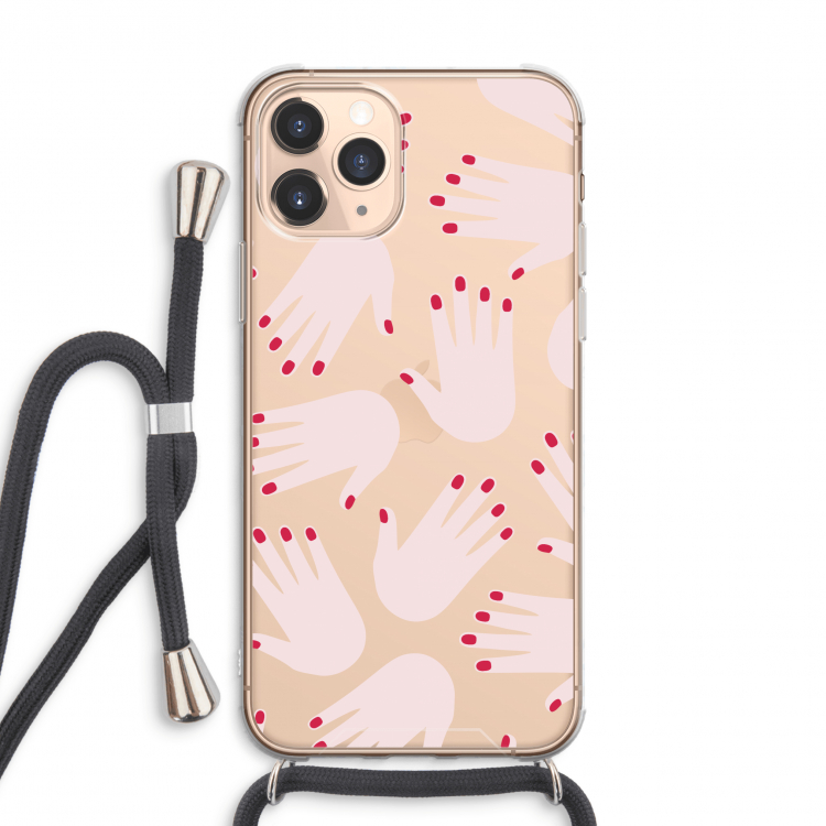 Hands pink: iPhone 11 Pro Max Transparant Hoesje met koord