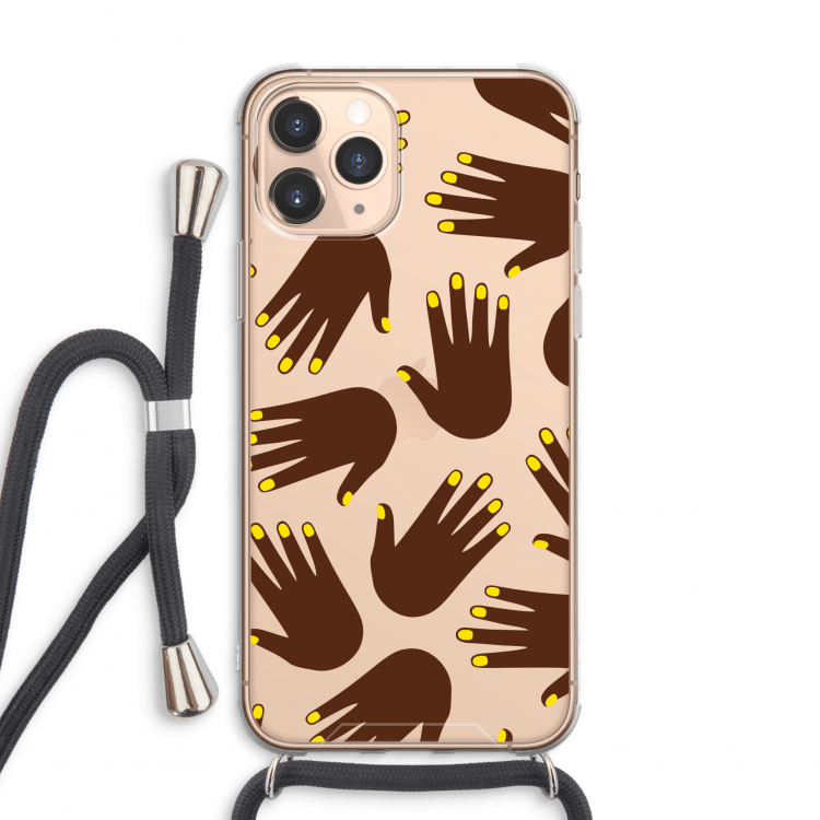 Hands dark: iPhone 11 Pro Max Transparant Hoesje met koord