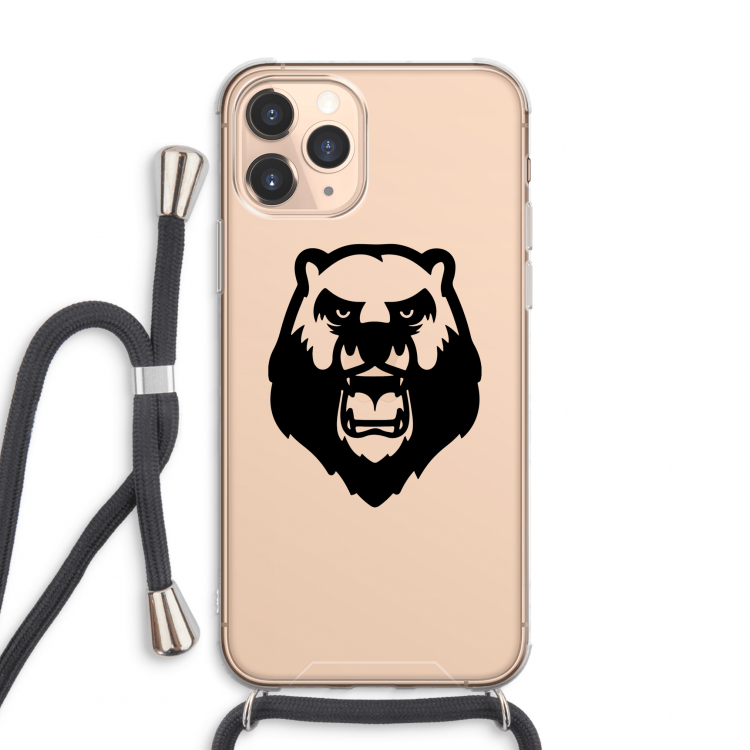 Angry Bear (black): iPhone 11 Pro Max Transparant Hoesje met koord