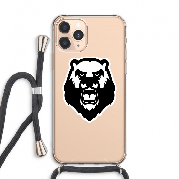 Angry Bear (white): iPhone 11 Pro Max Transparant Hoesje met koord