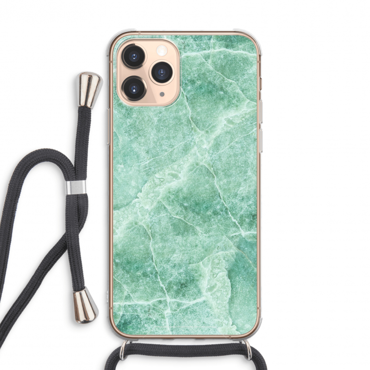 Groen marmer: iPhone 11 Pro Max Transparant Hoesje met koord