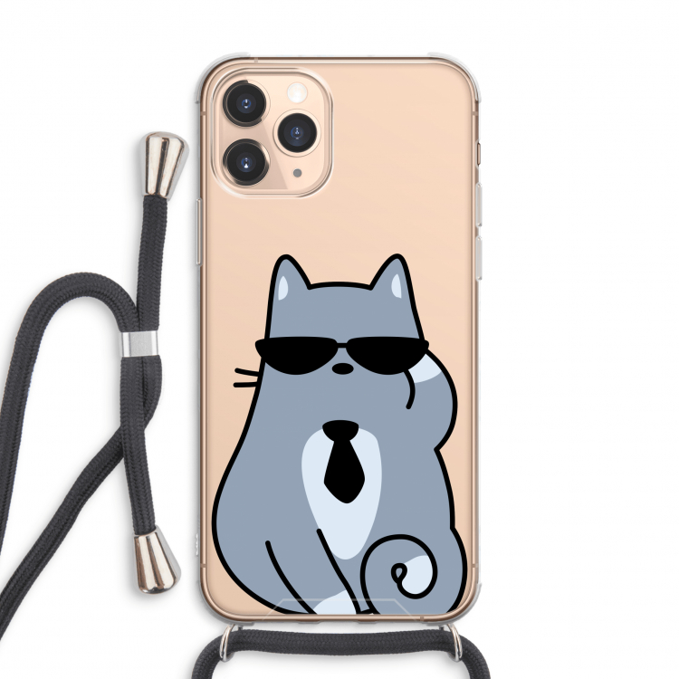 Cool cat: iPhone 11 Pro Max Transparant Hoesje met koord
