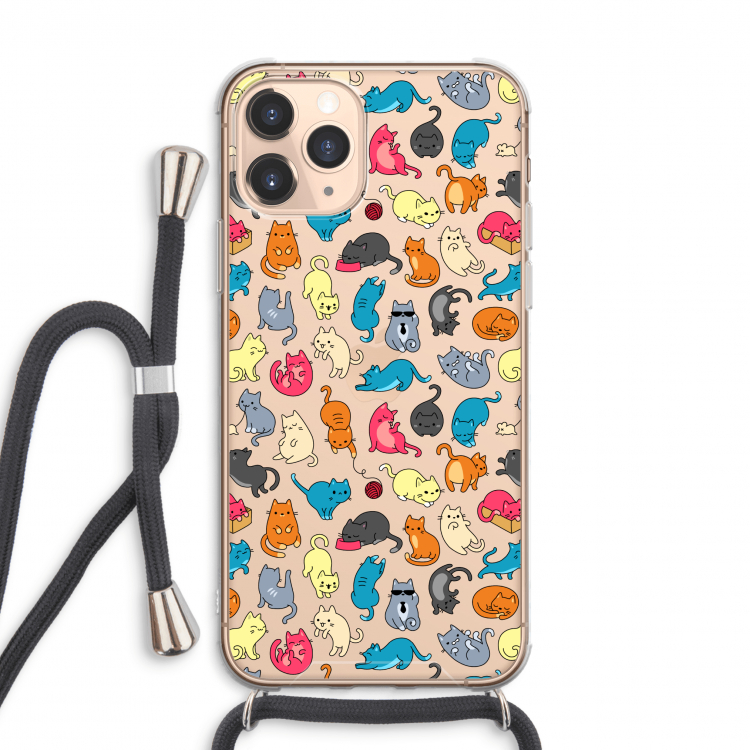 Kleurrijke katten: iPhone 11 Pro Max Transparant Hoesje met koord