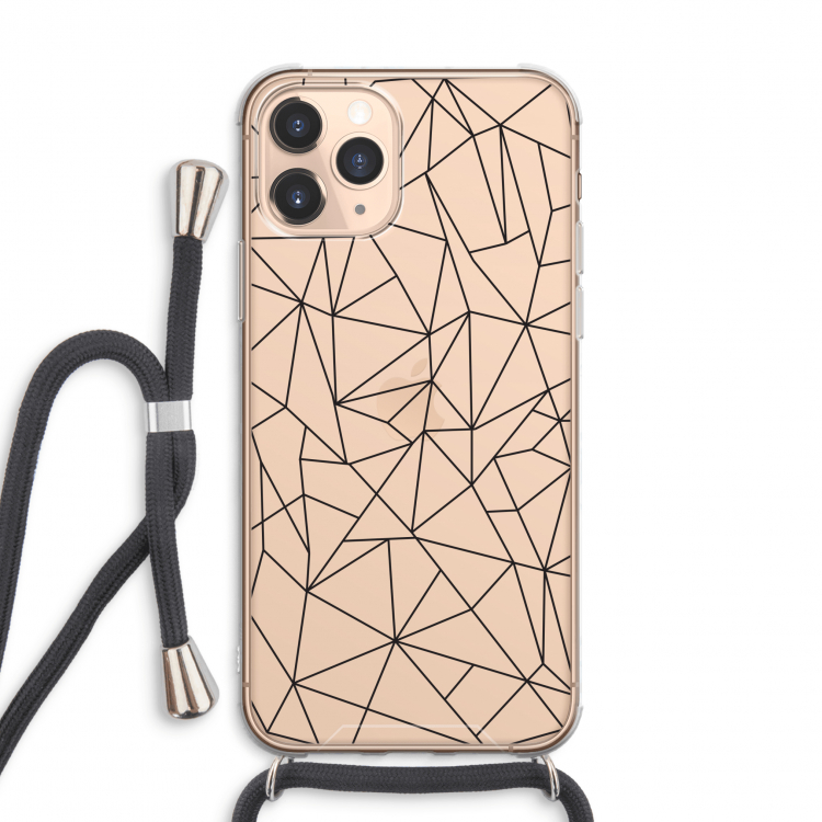 Geometrische lijnen zwart: iPhone 11 Pro Max Transparant Hoesje met koord