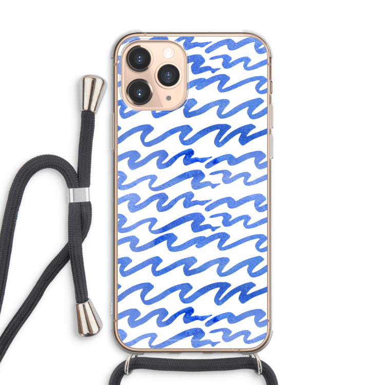 Blauwe golven: iPhone 11 Pro Max Transparant Hoesje met koord