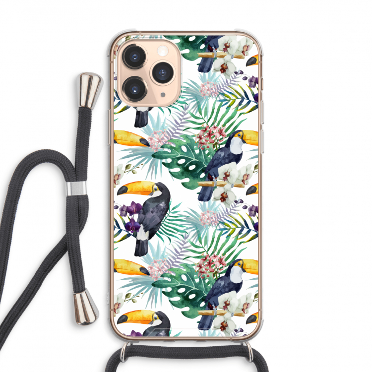 CaseCompany Tukans: iPhone 11 Pro Max Transparant Hoesje met koord