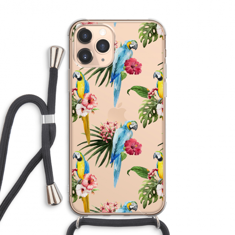 Kleurrijke papegaaien: iPhone 11 Pro Max Transparant Hoesje met koord