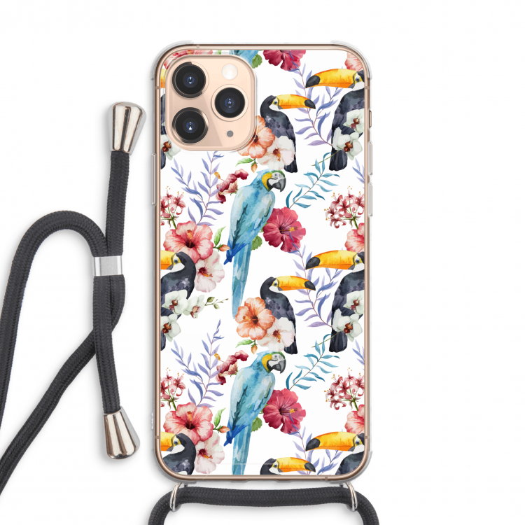 Bloemen tukan: iPhone 11 Pro Max Transparant Hoesje met koord