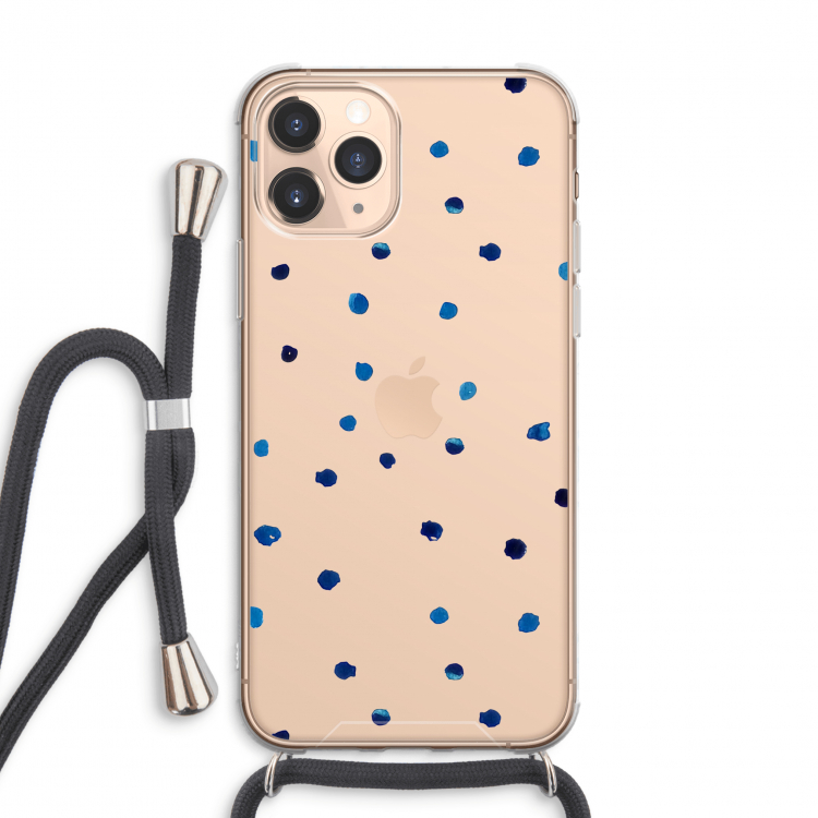Blauwe stippen: iPhone 11 Pro Max Transparant Hoesje met koord