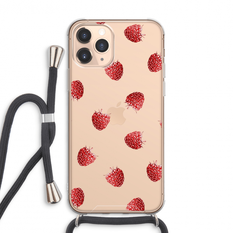 Framboosjes: iPhone 11 Pro Max Transparant Hoesje met koord