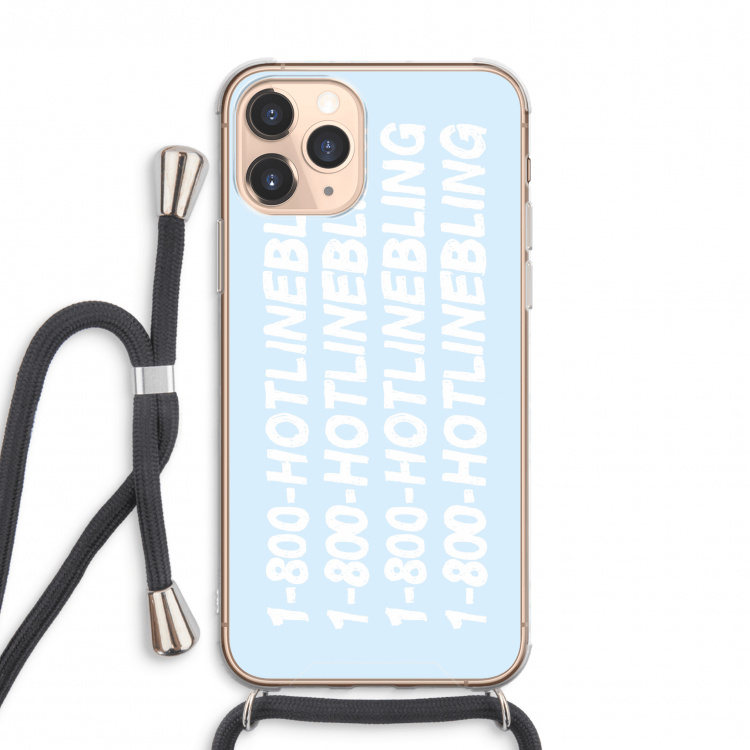 Hotline bling blue: iPhone 11 Pro Max Transparant Hoesje met koord