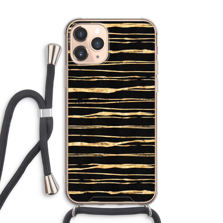 Gouden strepen: iPhone 11 Pro Max Transparant Hoesje met koord
