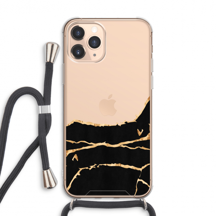 Gouden marmer: iPhone 11 Pro Max Transparant Hoesje met koord