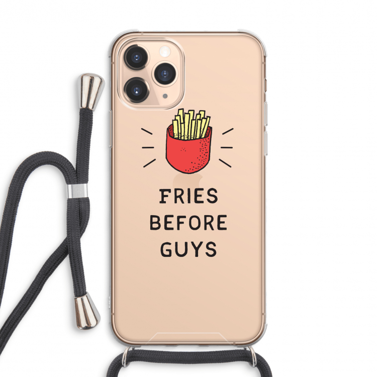 Fries before guys: iPhone 11 Pro Max Transparant Hoesje met koord
