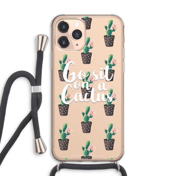 Cactus quote: iPhone 11 Pro Max Transparant Hoesje met koord