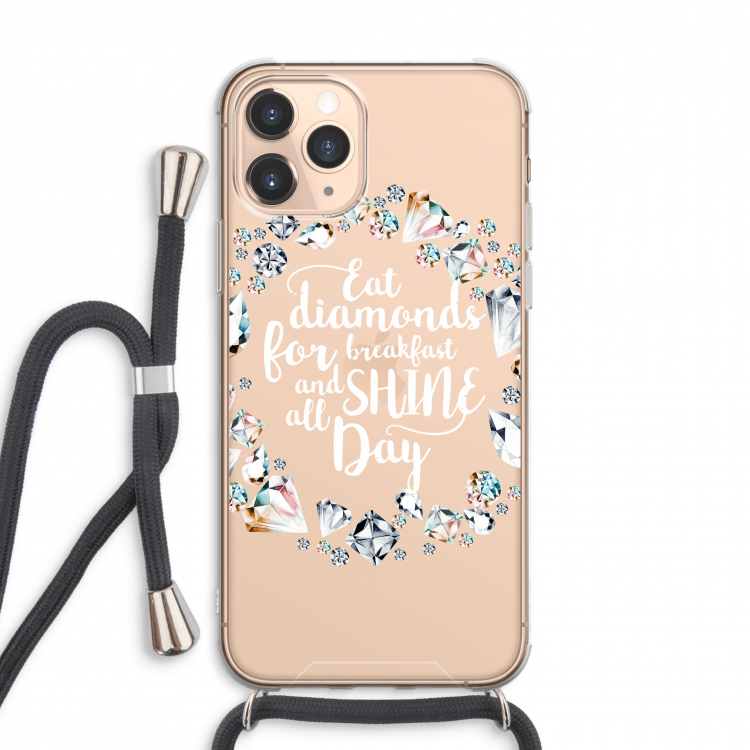 Diamonds: iPhone 11 Pro Max Transparant Hoesje met koord