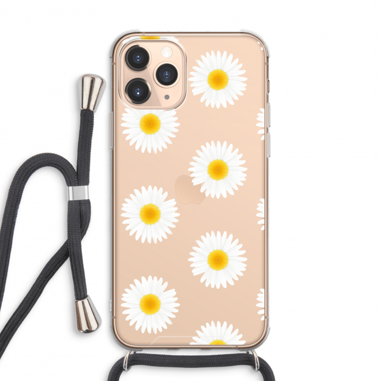 CaseCompany Margrietjes: iPhone 11 Pro Max Transparant Hoesje met koord