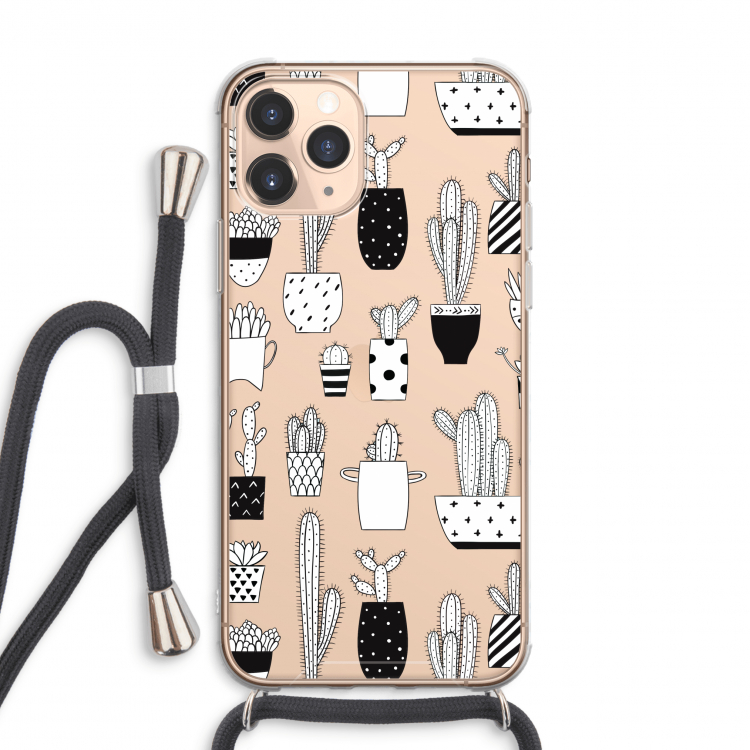 Cactusmotief: iPhone 11 Pro Max Transparant Hoesje met koord