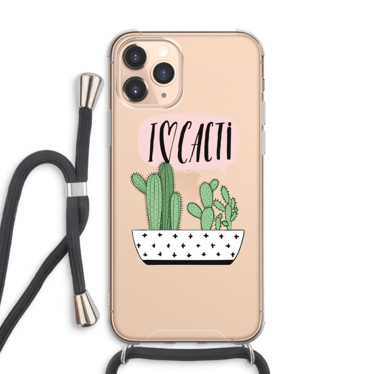 I love cacti: iPhone 11 Pro Max Transparant Hoesje met koord