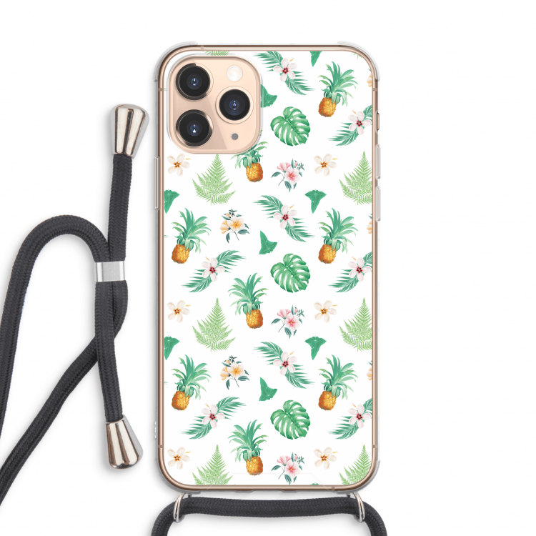 Ananas bladeren: iPhone 11 Pro Max Transparant Hoesje met koord