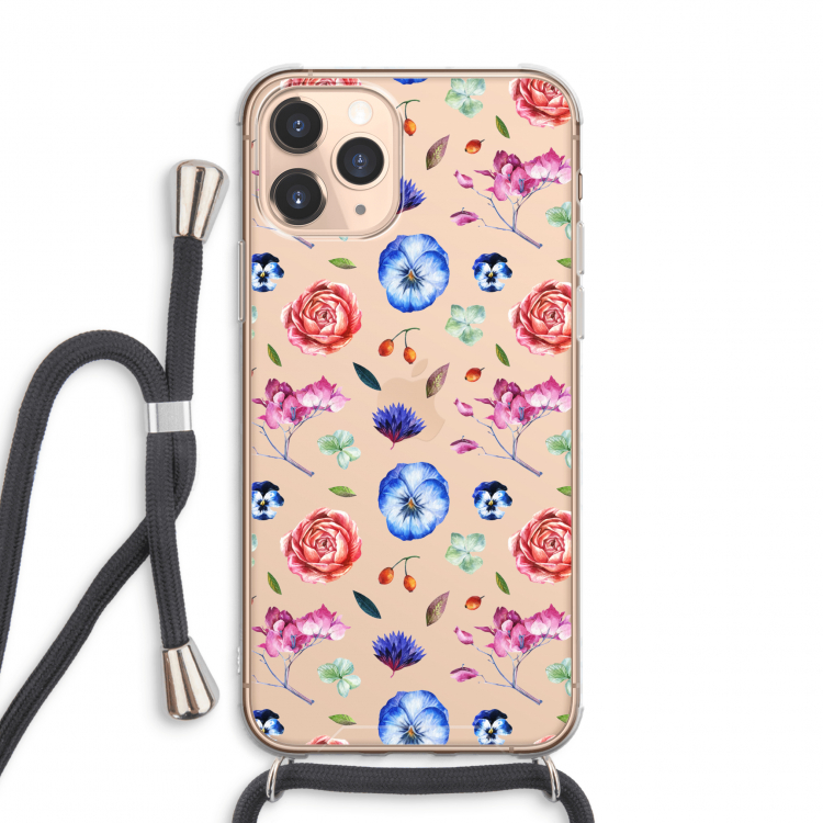 Bloemetjes: iPhone 11 Pro Max Transparant Hoesje met koord