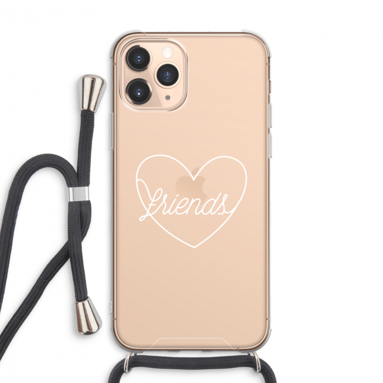 Friends heart pastel: iPhone 11 Pro Max Transparant Hoesje met koord