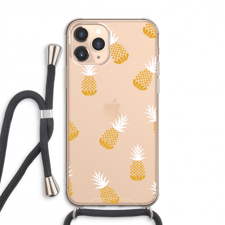 Ananasjes: iPhone 11 Pro Max Transparant Hoesje met koord