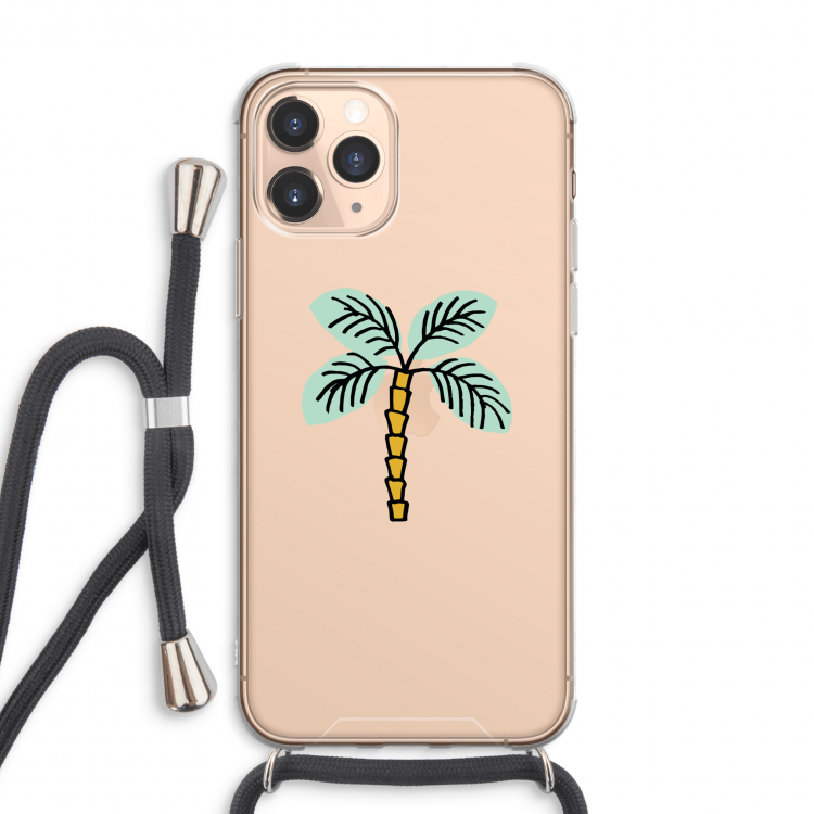CaseCompany Palmboom: iPhone 11 Pro Max Transparant Hoesje met koord