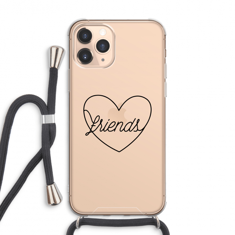 Friends heart black: iPhone 11 Pro Max Transparant Hoesje met koord