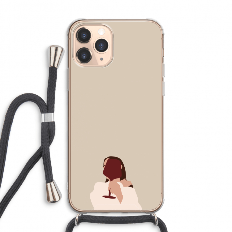 I drink wine: iPhone 11 Pro Max Transparant Hoesje met koord