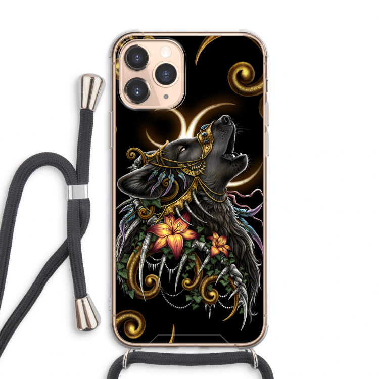 Huilende Wolf: iPhone 11 Pro Max Transparant Hoesje met koord