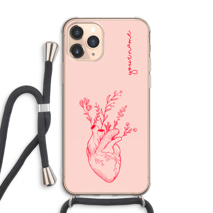 Blooming Heart: iPhone 11 Pro Max Transparant Hoesje met koord