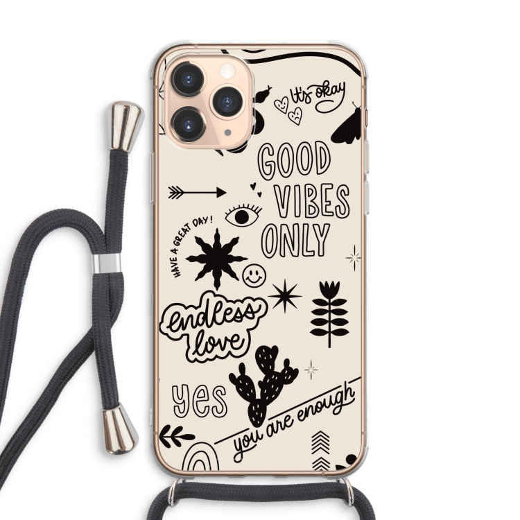 Good vibes: iPhone 11 Pro Max Transparant Hoesje met koord