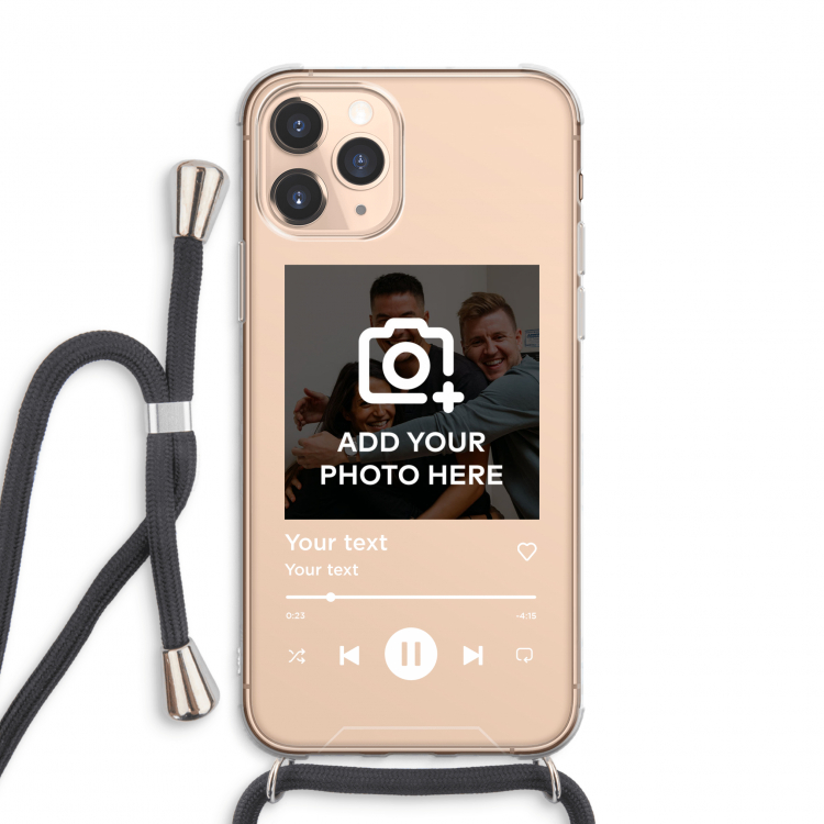 CaseCompany Music Player: iPhone 11 Pro Max Transparant Hoesje met koord