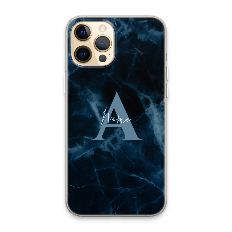 Midnight Marble: iPhone 13 Pro Max Transparant Hoesje