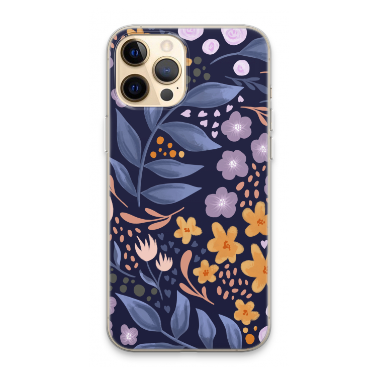 Flowers with blue leaves: iPhone 13 Pro Max Transparant Hoesje