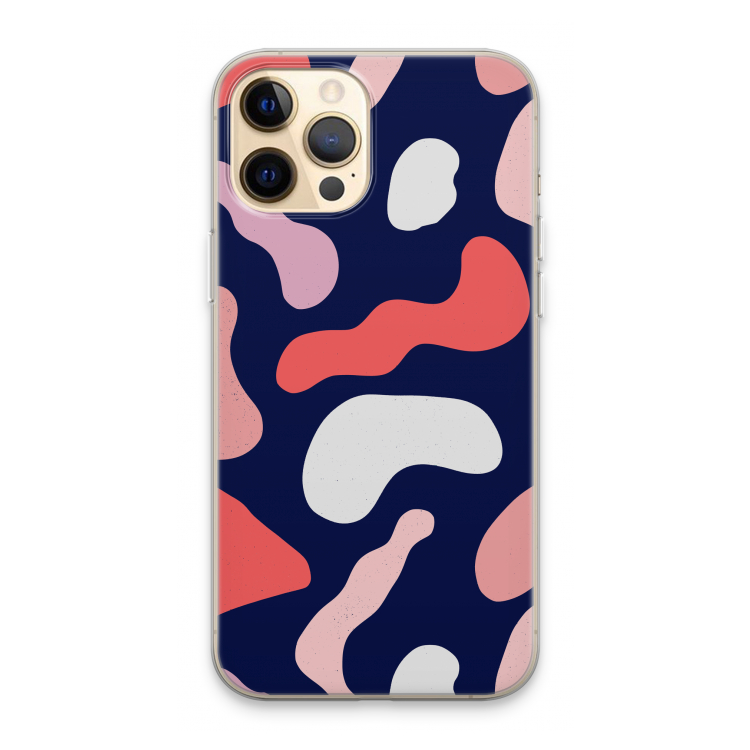 Memphis Shapes Pink: iPhone 13 Pro Max Transparant Hoesje