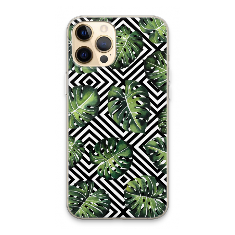 Geometrische jungle: iPhone 13 Pro Max Transparant Hoesje