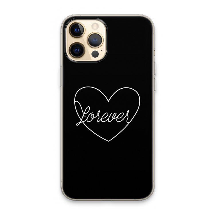 Forever heart black: iPhone 13 Pro Max Transparant Hoesje