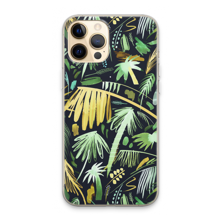 Tropical Palms Dark: iPhone 13 Pro Max Transparant Hoesje