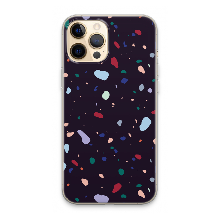 Dark Rounded Terrazzo: iPhone 13 Pro Max Transparant Hoesje