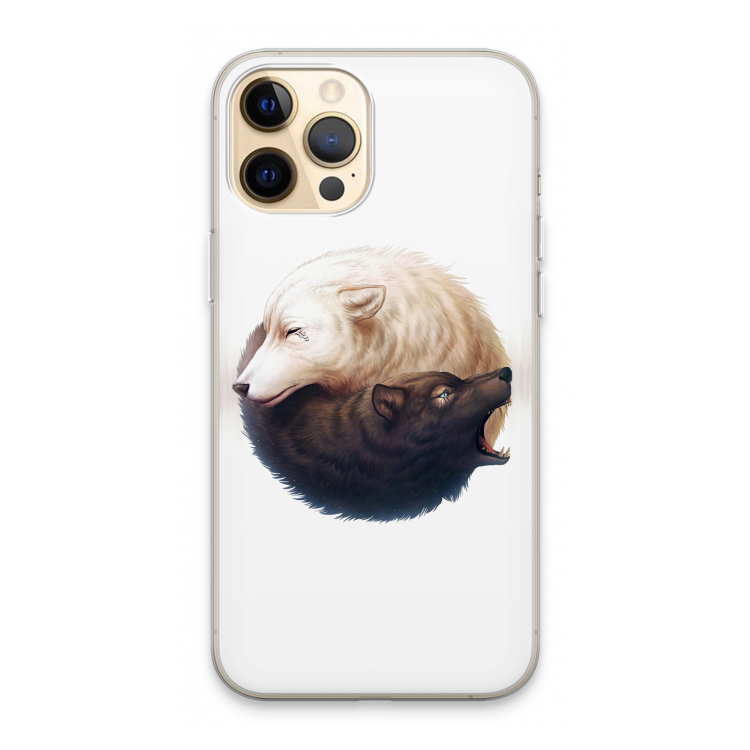 Yin Yang Wolves: iPhone 13 Pro Max Transparant Hoesje