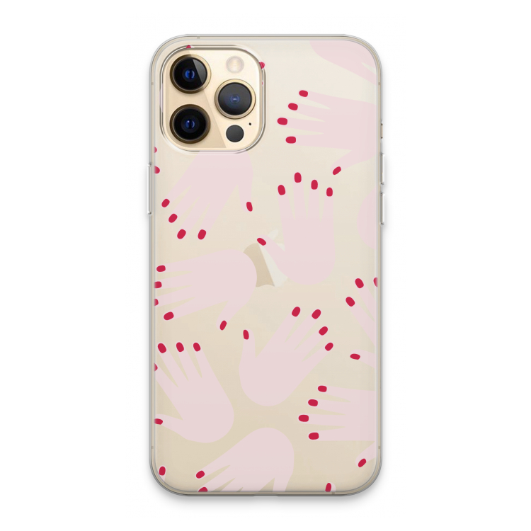 Hands pink: iPhone 13 Pro Max Transparant Hoesje