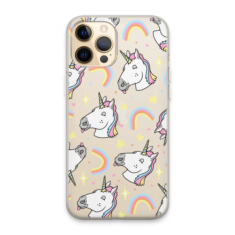 Rainbow Unicorn: iPhone 13 Pro Max Transparant Hoesje