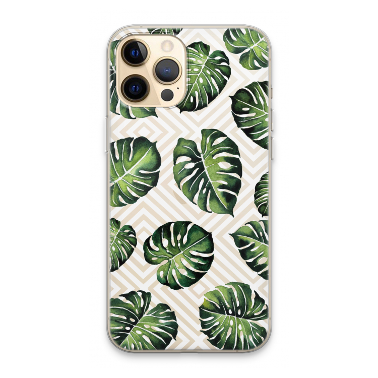 Geometrische jungle: iPhone 13 Pro Max Transparant Hoesje