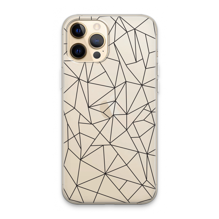 Geometrische lijnen zwart: iPhone 13 Pro Max Transparant Hoesje