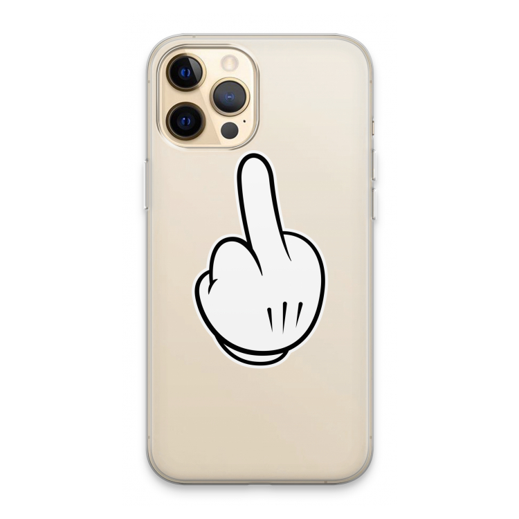 Middle finger white: iPhone 13 Pro Max Transparant Hoesje