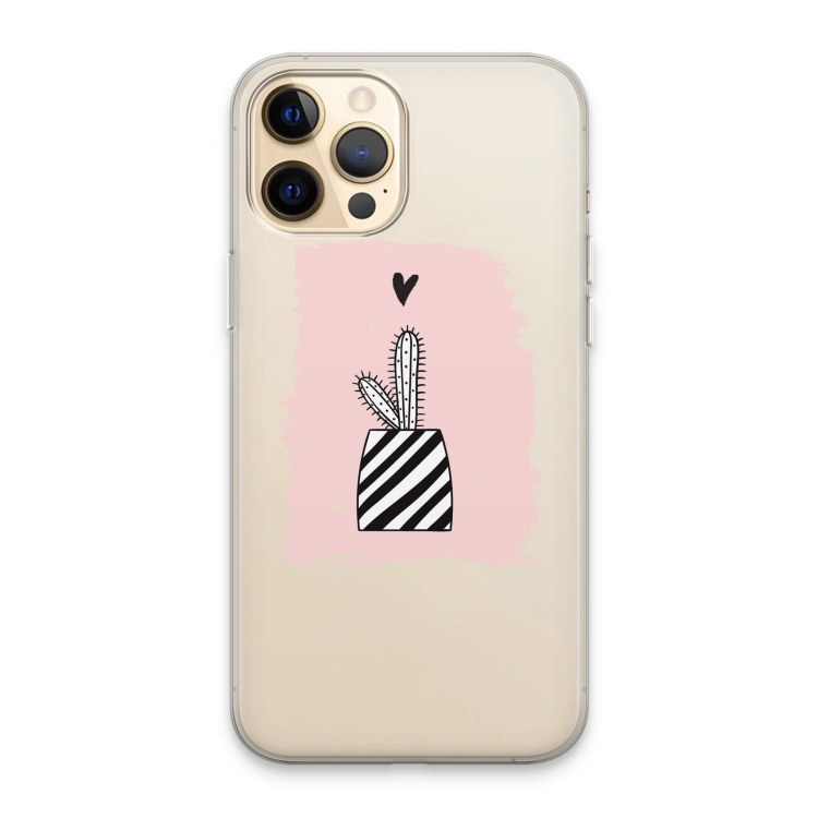 Zwart-wit cactus: iPhone 13 Pro Max Transparant Hoesje
