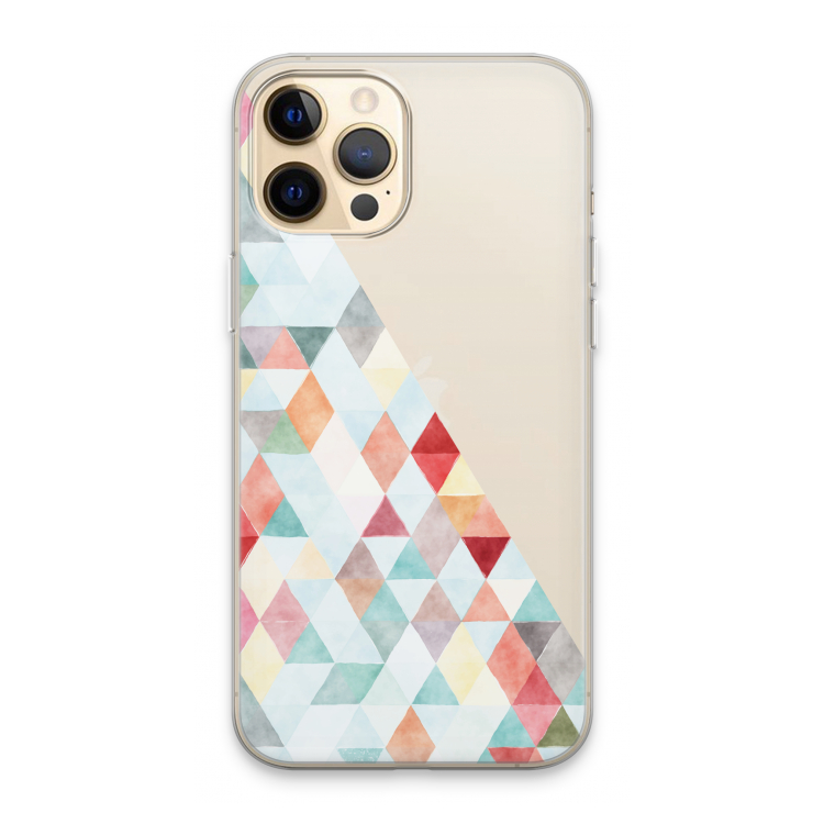 Gekleurde driehoekjes pastel: iPhone 13 Pro Max Transparant Hoesje